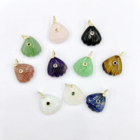 CH-LAP2204 Pendentif en Pierre Naturelle Multicolore en Forme de Poivre, Pendentif en Pierre Chili Micro-Pavé CZ Coloré, Accessoire en Pierre Précieuse, Vente en Gros