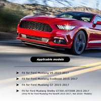 Volante de Fibra de Carbono Real para Mustang 2015-2017 en Forma de D con LED, Cuero Nappa Perforado y Base Plana