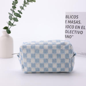 Sac de maquillage de grande capacité en coton de couleur unique avec fermeture à glissière Boîte d'organisateur de cosmétiques de mode en gros pratique - Product Image 6