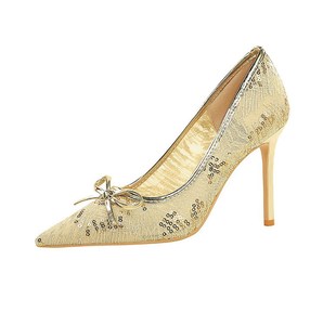 Chaussures de Mariée Femme 2026 – Escarpins Argentés à Paillettes, Dentelle et Maille, Bout Pointu, Talon Aiguille, Nœud Papillon Sexy, Chaussures Habillées à Talons Hauts - Product Image 5
