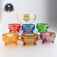 Nouvel ensemble de bols de service islamiques arabes de luxe 2026 – 1 grand, 6 petits et 6 bols de service décorés de couleurs variées pour le Ramadan et la table familiale (vente en gros)
