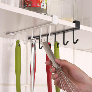 Support de crochets de cuisine à suspendre sous l'armoire, <span class=keywords><strong>porte</strong></span>-ustensiles à crochets pour placard, support de crochets sans perçage pour <span class=keywords><strong>porte</strong></span> d'armoire - Product Image 5
