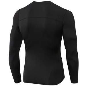 男性用100% ポリエステルインターロック長袖クルーネック速乾性吸湿性スキンタイト無地染めスポーツシャツ - Product Image 2