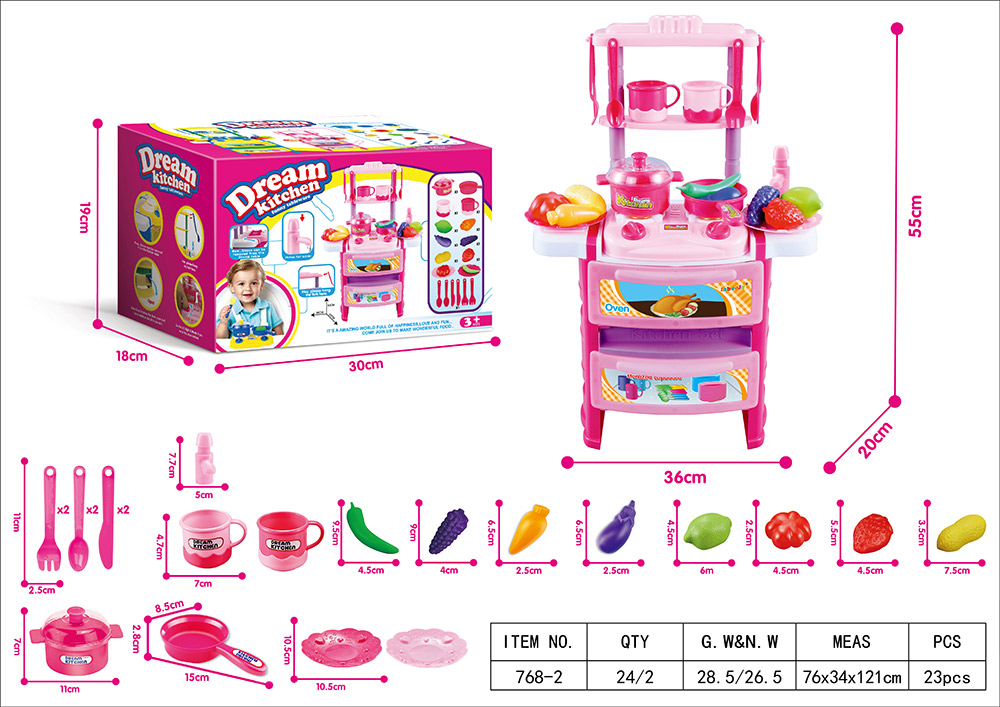 768-2 Mesa de comedor con luz y sonido-rosa
