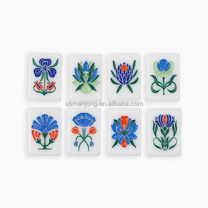 Fichas de Mahjong de Acrílico Americano de Alta Densidad Newport Botanical Line, Color Blanco Sólido, 160 Piezas, para Fiestas en el Jardín - Product Image 2