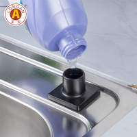 Distributeur de savon manuel en acier inoxydable doré pour évier de cuisine, avec pompe intégrée carrée et grande bouteille en plastique de 1000 ml