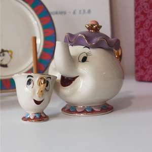 M <span class=keywords><strong>Tetera</strong></span> japonesa de La Bella <span class=keywords><strong>y</strong></span> La Bestia Taza de té chapada en oro de cerámica Mrs. Potts <span class=keywords><strong>Chip</strong></span> Tea Bag Mrs. Gift Teapot Set - Product Image 3