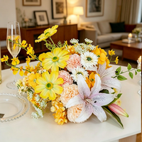 Centre de table en fleurs artificielles en soie au toucher réel, arrangement floral artificiel de luxe pour mariage, banquet, décoration de table à domicile