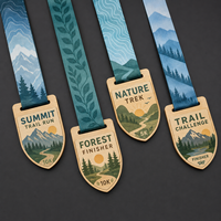 Médailles de marathon en bois et bambou gravées et imprimées en couleur, médailles personnalisées en bois pour les finalistes, vente en gros
