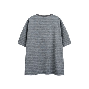 T-shirt in Cotone Personalizzata a Righe con Collo Rotondo e Ricamo, Manica Corta, Unisex, Estiva, Vestibilità Ampia - Product Image 3