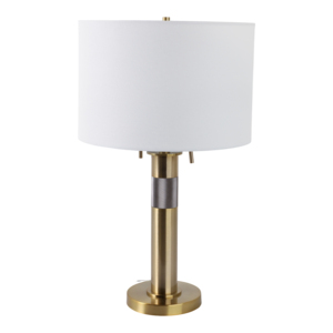 Lampada da Tavolo Contemporanea in Metallo con Paralume Bianco per Scrivania, Comodino o Illuminazione Decorativa d'Accento - Product Image 1