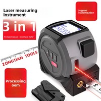 Distancemètre laser trempé anti-chute 3-en-1 de 5m, mesure de niveau et de volume laser croisé multifonctionnel