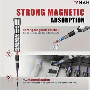 Juego de Destornilladores de Trinquete VMAN TOOLS 66 en 1, Mango Multifunción con 62 Puntas Magnéticas y Magnetizador para Reparaciones - Product Image 4