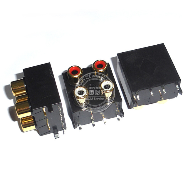 QZ High Quality Newest RCA-413MF Gilded Socket Normal AV 4-Hole Hidden Plug Excellent Audio Video Connectors Original Brand Made