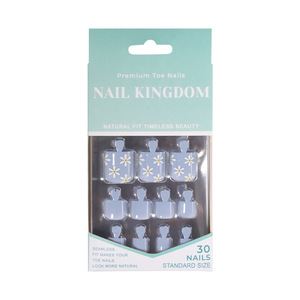 Abnehmbare Press-On Zehennägel Nude French Printed Drop Gel Künstliche Zehennägel Wiederverwendbare Fußnagelspitzen DIY Pediküre - Product Image 3