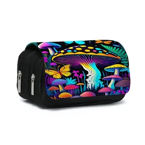 ジャングルマッシュルームパターン二層フリップペンケース男の子/女の子のための最高のギフト3D漫画学校用品ペンチポーチレザー - Product Image 5