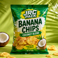 Sacs d'emballage alimentaire personnalisés en plastique, aluminium et Mylar avec logo imprimé pour chips de plantain, pommes de terre et bananes