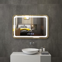 Miroir de salle de bain anti-buée avec éclairage LED rectangulaire intelligent pour hôtel de luxe, design latéral, pour la maison