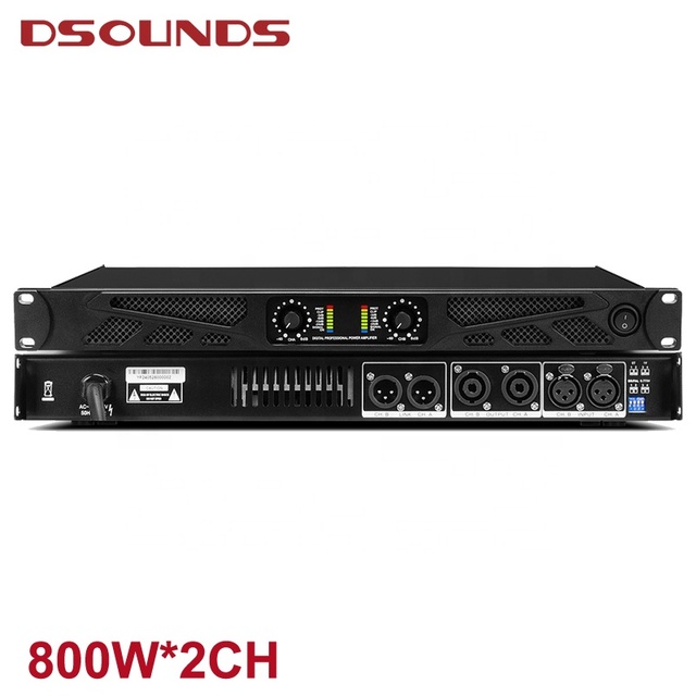 Digital Power Amplifier Class D Power AmplifIer 2 Channel Power Amplifier 2x800W 1U Amplifier for Professional Audio