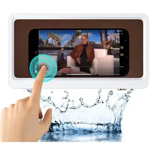 En iyi satıcılar su geçirmez Anti sis 360 dönen duş cep telefonu kılıf HD dokunmatik ekranlı cep telefonu banyo için montaj tutucu standı