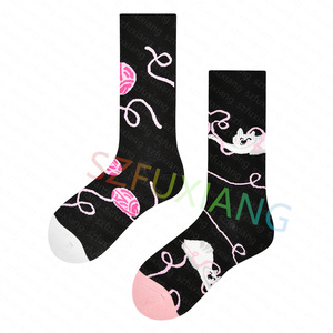 Calcetines de algodón Happy moda sueca color dibujos animados lindo gato flor <span class=keywords><strong>medias</strong></span> de media pantorrilla para Mujeres Hombres - Product Image 5