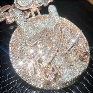 개인화 된 보석 맞춤형 큰 접시 바게트 목걸이 스파클링 모사 나이트 3D 펜던트 남성용 힙합 록 보석 패션 - Product Image 2