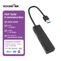 Hub USB 3.0 Portabel Multiport 4 Port 5Gbps Kecepatan Tinggi 4 in 1 dengan Desain Mini untuk Desktop Laptop PC Macbook Komputer