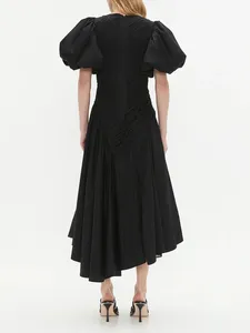 TWOTWINSTYLE-robes longues irrégulières tissées à <span class=keywords><strong>manches</strong></span> <span class=keywords><strong>courtes</strong></span> pour femmes - Product Image 4