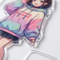 HanXin Ensemble de supports en acrylique personnalisés pour figurines d'anime, à assembler soi-même par découpe laser, décoration de bureau, vente en gros, fournisseur d'usine