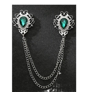 Acessórios de Moda Estilo Britânico: Broche de Corrente Clássico Masculino com Gema Preta, Alfinete de Colarinho para Terno, Joia com Borla para Gravata Borboleta, Casamento e Noivado - Product Image 6