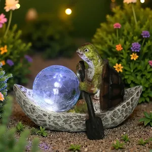 Tortue verte et <span class=keywords><strong>globe</strong></span> craquelé Sculpture en résine Festive LED-Lit Outdoor Christmas Display Figurine Ornament Inspiré par Anime Art - Product Image 2