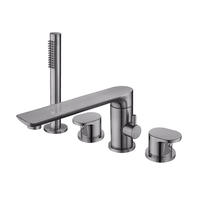 Robinet de baignoire à montage sur pont, chrome, trois trous/quatre trous, robinet de salle de bain chaud et froid, et ensemble de douchette à main