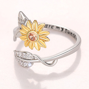 Sunflower <b>Adjustable</b> <b>Ring</b> for Women Elegant Floral Fashion Finger Jewelry - Product Image 6