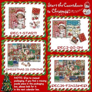 Calendario de Adviento de Navidad con Rompecabezas de 1000 Piezas, 24 Cajas, Cuenta Regresiva Diaria, Regalo Ideal - Product Image 2