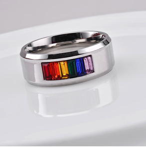 Stainless Steel <b>Ring</b> Rainbow Flag <b>Ring</b> Gay <b>Ring</b> <b>Couples</b> Bracelet Factory Wholesale - Product Image 5