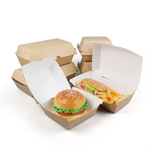 Custom Burger Box Graxa prova descartável Food Grade Papelão Hamburger Embalagem Papel Burger Box