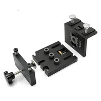 Kit de gabarit pour le travail du bois 3 en 1 avec pince de positionnement Guide de perçage réglable Localisateur d'outils de menuiserie
