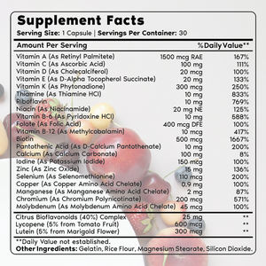 Comprimés multivitaminés pour adultes OEM, non applicables aux nouveau-nés, 30 capsules, complément alimentaire quotidien avec <span class=keywords><strong>fer</strong></span>, vitamines B, sélénium, zinc et iode - Product Image 3