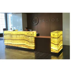 fancy led hotel check in reception counter artificial marble onyx reception desk front desk with led