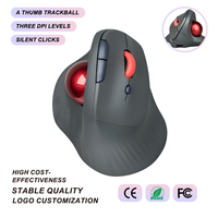 Souris Trackball USB Filaire Verticale Ergonomique à Commande par Pouce 1600 DPI Clic Silencieux Optique 156g Câble USB 2m Fourniture en Gros OEM ODM