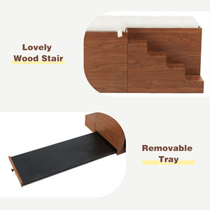 บ้านสุนัขไม้วอลนัทสุดหรูขนาด 56 นิ้ว 2 in 1 พร้อมเบาะรองนั่ง, ประตูบานเลื่อนแบบโรงนา, ใช้เป็นม้านั่งปลายเตียงได้ - Product Image 4