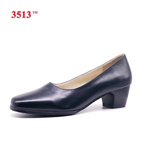 Chaussures habillées pour femmes en cuir noir chaussures à talons pour femmes - Product Image 1