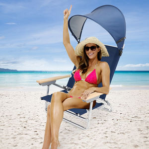 เก้าอี้เฟอร์นิเจอร์พร้อมเก้าอี้ชายหาดที่มีหลังคาตั้งร่มในสต็อกวัสดุจัดส่งรวดเร็วโลหะสแตนเลสกลางแจ้ง - Product Image 2