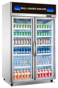 Congelador de exhibición de bebidas de supermercado de doble puerta vertical con iluminación LED y refrigeración por compresor - Product Image 2