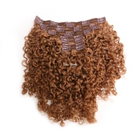 VMAE Vente en Gros Matière Première # Extensions de cheveux à clips 33 30 250, couleur roux orangé gingembre, afro crépu bouclé, sans couture, en cheveux humains véritables