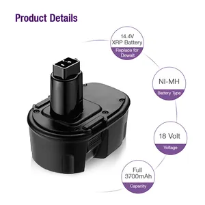 Paket baterai pengganti alat listrik isi ulang daya 3700Mah 14.4Volt Nimh untuk baterai alat Dewalt Dc9038