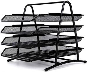 Mesh Metal Desk Organiser 4 Tier <b>File</b> Rack Letter <b>Tray</b> A4 Papers Documents Holder Desk Organizer - Product Image 2