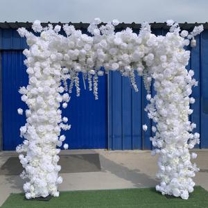 M-SFA011 haute qualité artificielle soie fleur arc vert carré arc support fleur luxe fleur tissu arc pour la décoration de mariage - Product Image 6