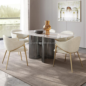 Stile europeo sala da pranzo mobili moderni di lusso sedie da cucina in acciaio inox accento <span class=keywords><strong>poltrona</strong></span> per il tempo libero con gamba d'<span class=keywords><strong>oro</strong></span> - Product Image 4