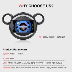 NaviHua Écran Android 13 IPS 9 pouces pour BMW Mini Countryman R60 2011-2016 Autoradio avec caméra 360 intégrée - Product Image 2
